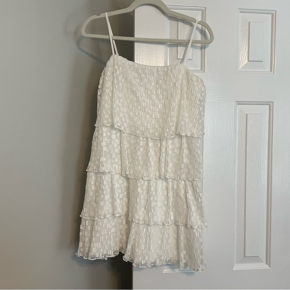 White Ruffled Tiered Dress